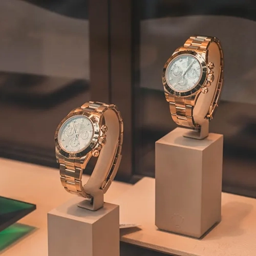 A collection of luxury watches on display.
