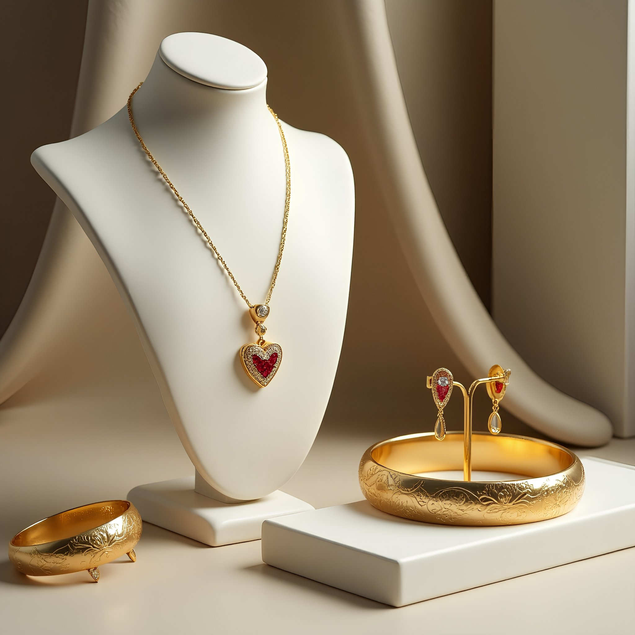 A vibrant advertisement banner showcasing special discounts on gold jewelry.